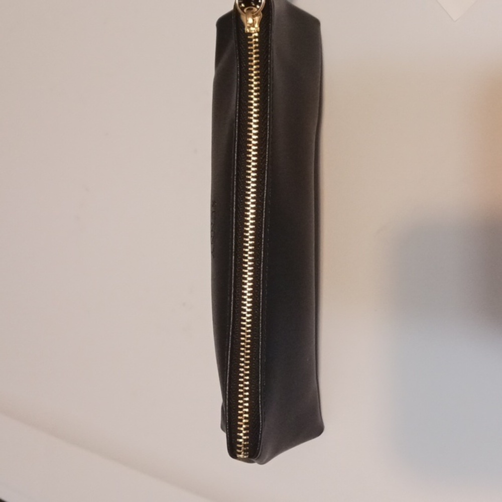 PU LeatherSmall Slim Cosmetic Pouch Storage Waterproof Zipper Pouch Black